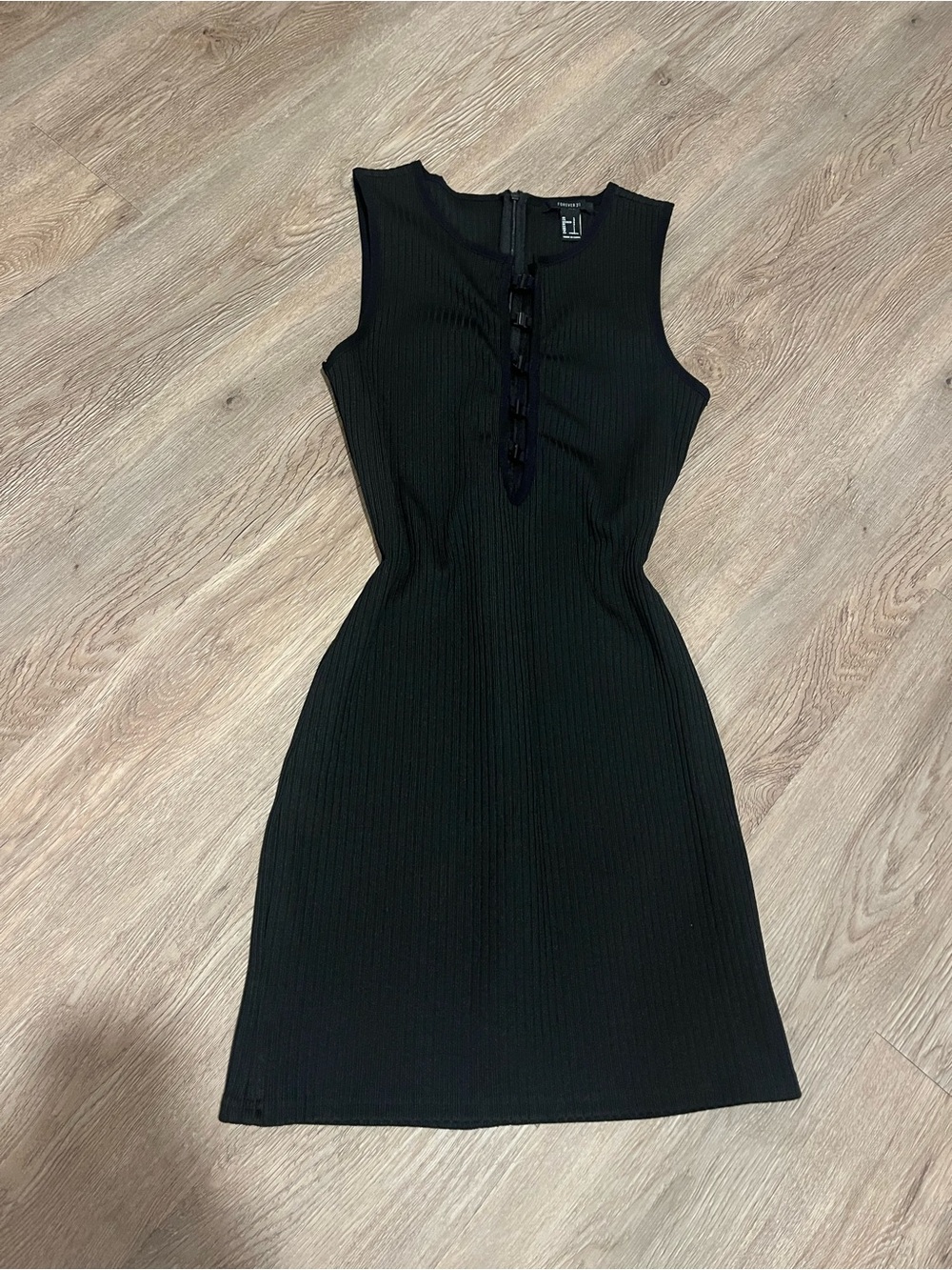Forever 21 Black Sleeveless Ribbed Mini Dress